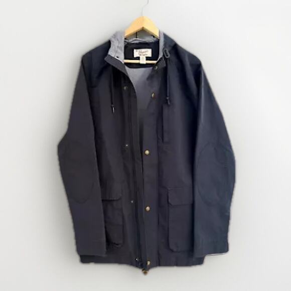 Original Penguin by Munsingwear Rain Coat M Navy Hooded Jacket Cotton Blend - Picture 3 of 12